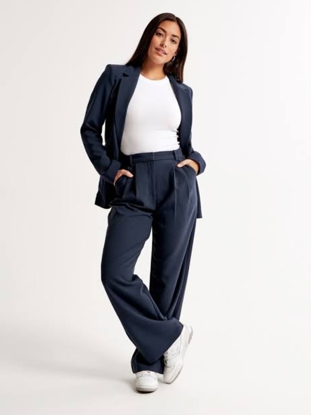 Abercrombie & Fitch Navy Sloan Wide-Leg Trousers